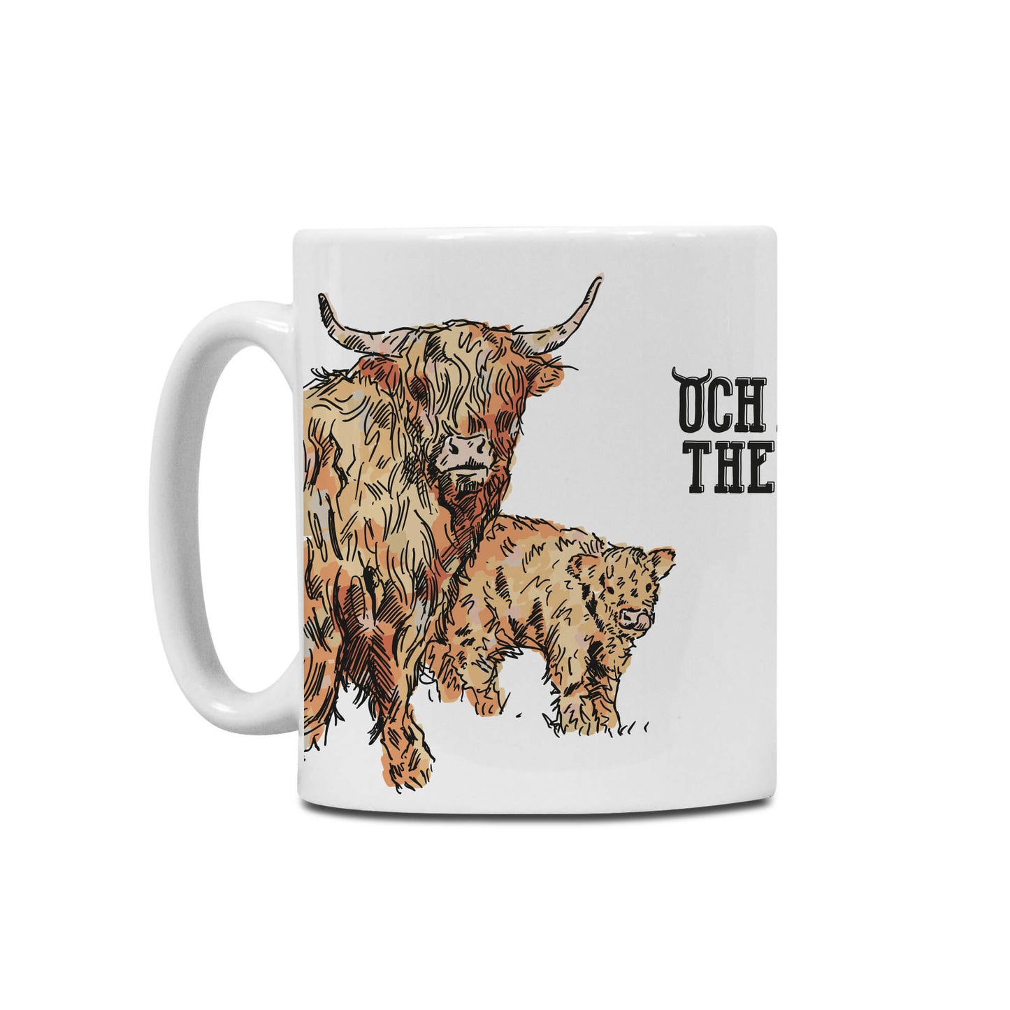 Ceramic mug with highland coo and calf design